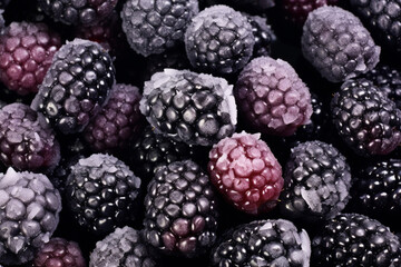 Frozen blackberries texture, Generative AI