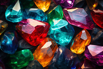 Colourful gemstone background pattern, Generative AI