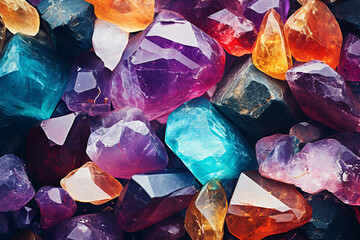 Colourful gemstone background pattern, Generative AI