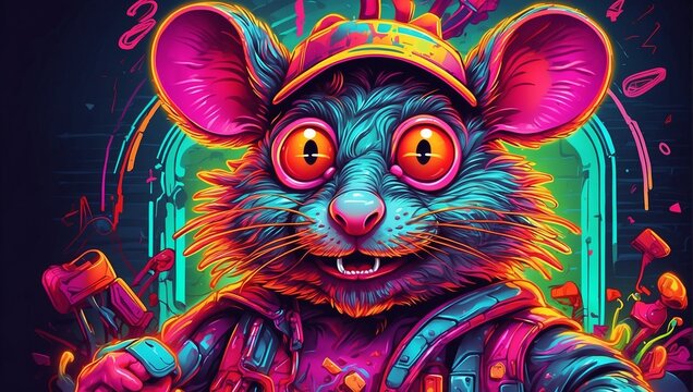 Neon Rat Fink Illustration 