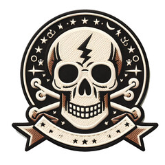 Embroidered skull patch label