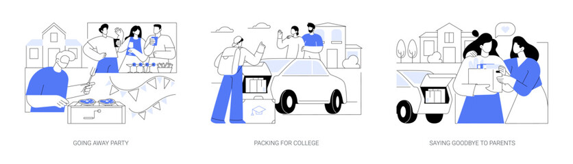 Leaving to campus isolated cartoon vector illustrations se