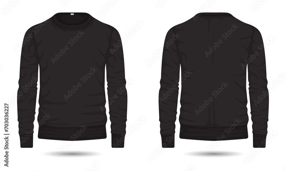 Wall mural Black casual sweatshirt mockup front and back view