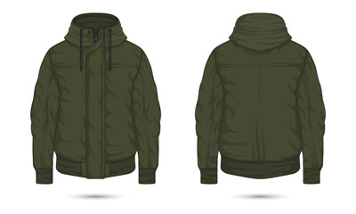 Hooded zipper outdoor jacket mockup front and back view - obrazy, fototapety, plakaty