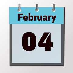 vector calendar page with date February 4, light colors