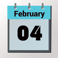 vector calendar page with date February 04, light colors