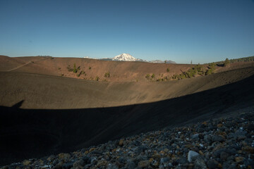 Mount Lassen Just Visible Over The Rim Of Cinder Cone