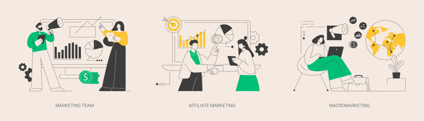 Global marketing strategy abstract concept vector illustrations.