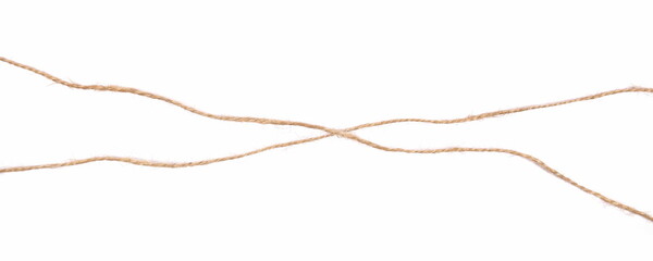 String, crossed yarn isolated on white, top view