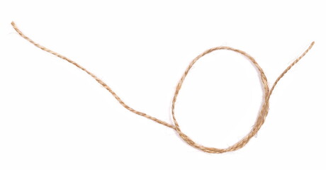 String, round line yarn isolated on white , top view