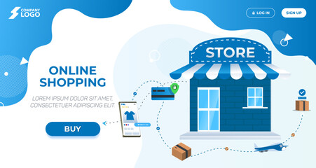 Online Shopping Store Landing Page Premium Vector