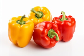 Vibrant bell peppers on white backdrop for stunning ads   captivating packaging designs