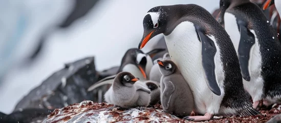 Foto op Aluminium Gentoo penguin parents nourishing chicks on Brown Bluff, Antarctica © 2rogan