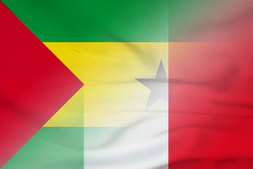 Obraz premium Sao Tome and Principe and Italy government flag transborder negotiation ITA STP