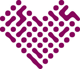 Heart silhouette pixel style vector illustration. Pixel heart Love symbol hand drawing stylized design element