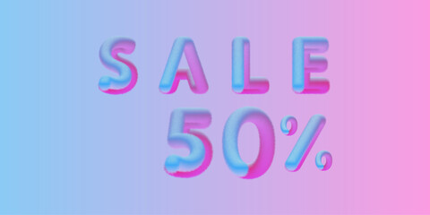 Text sale, fluffy text, sale colorful text. Vector