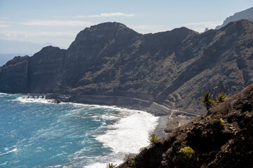 la gomera, coast of la gomera, beach, waves on la gomera