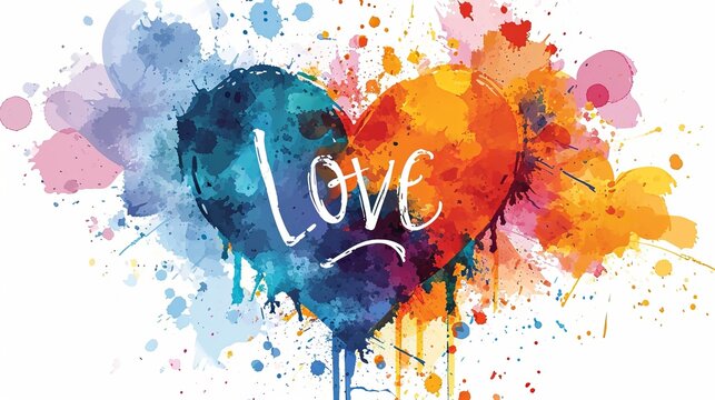 Romantic heart symbol with love text on white background   symbol of affection and emotion