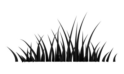 Vector black grass silhouette growing lawn plant border