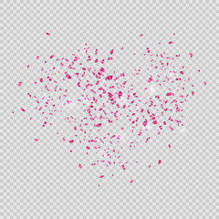 Vector transparent background with pink confetti