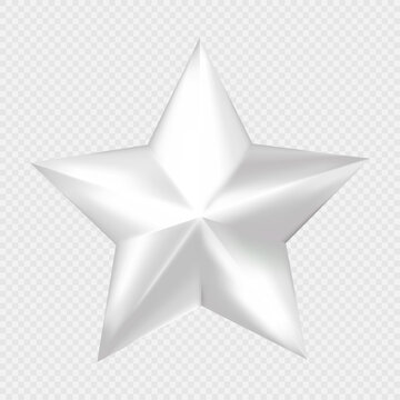 Vector realistic silver stars element on transparent background