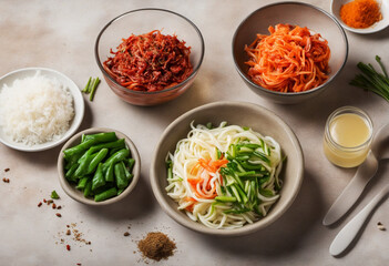 Flavorful blend of kimchi spices and components - obrazy, fototapety, plakaty