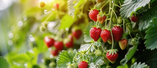 Protect strawberry bushes from birds in the garden to care for plants and prevent pests naturally. - Powered by Adobe