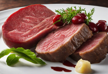 Fototapeta premium Beef with Beetroot and Horseradish Gravy