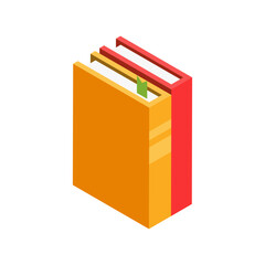 Vector isometric icon with colorful books on white background