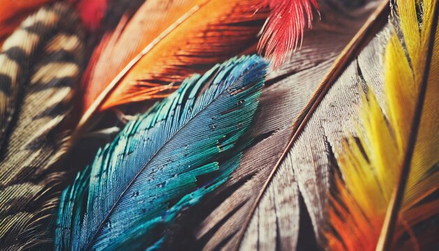 closeup of colorful feather background image, 16:9 widescreen wallpaper