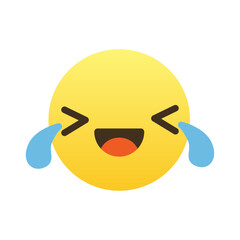 Vector happy crying emoji illustration on white