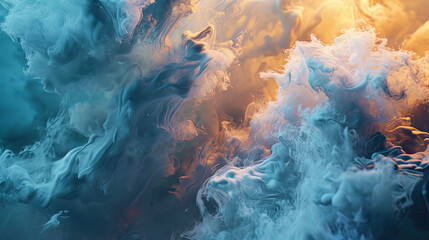 Forms resembling clouds and smoke create an atmosphere of lightness and weightlessness - obrazy, fototapety, plakaty