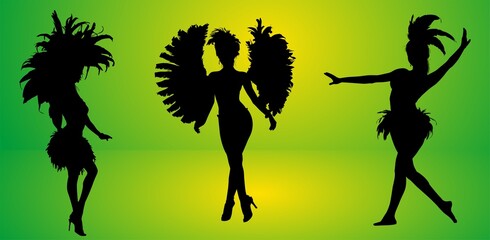 siluetas bailarines, carnaval, brasil, samba, poses