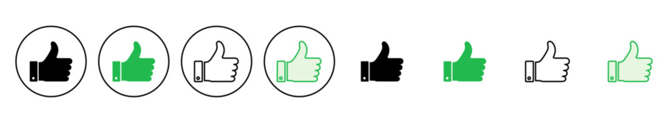 Thumbs up icon set. Hand like. Like icon vector.