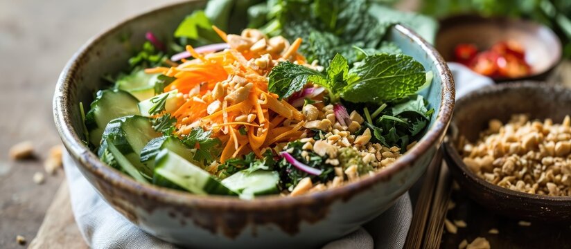 Indonesian salad with peanut dressing.