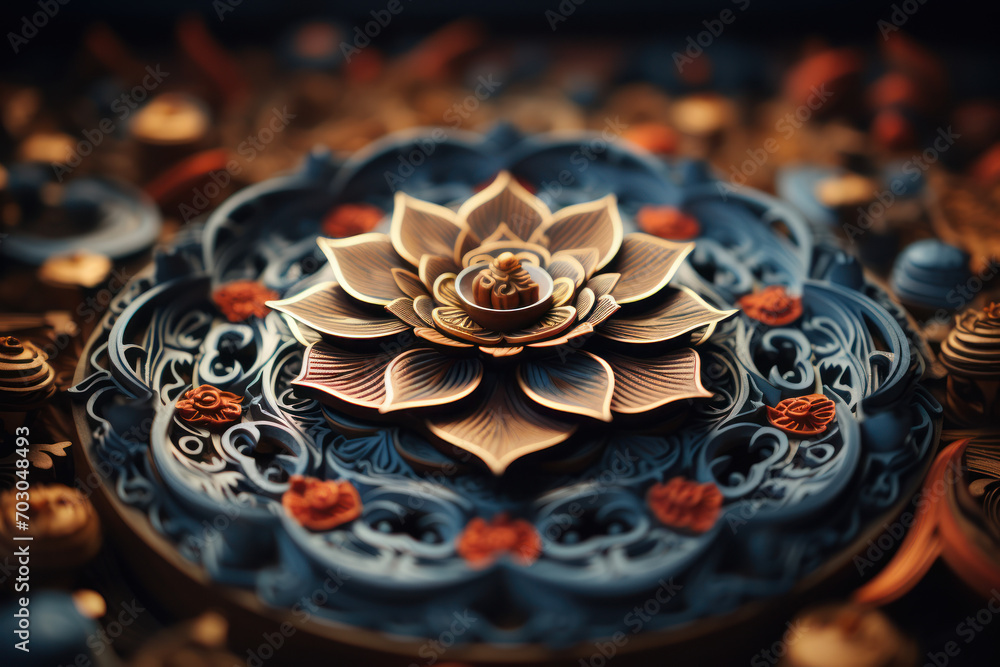 Poster the mindful creation of a mandala, each intricate design representing a moment of focused presence a