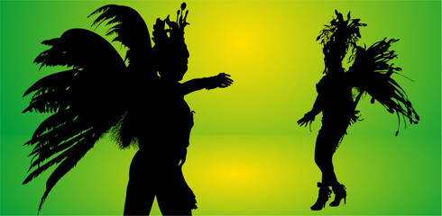 siluetas bailarines, carnaval, brasil, samba, poses