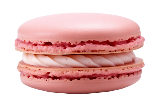 Pink macaroon on transparent background.