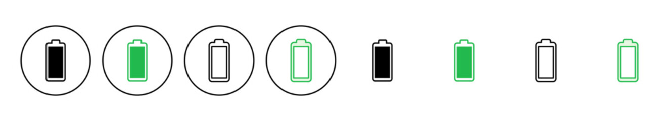 Battery icon set. battery charge level. battery charging icon