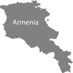 Gray map of Armenia with the inscription of the name of the country inside map
