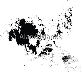 Obraz premium Black map of Aland Islands with the inscription of the name of the country inside map