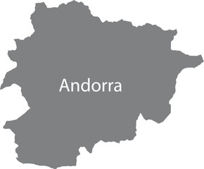 Gray map of Andorra with the inscription of the name of the country inside map