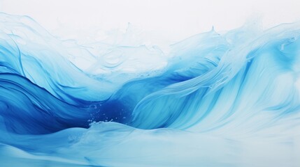 Fototapeta na wymiar A painting of blue waves on a white background