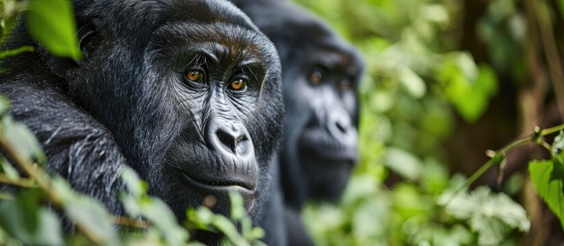 Gorillas in Rwanda's national park.
