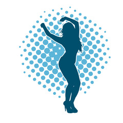 Silhouette of a slim female in dance pose. Silhouette of a woman dancing.