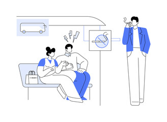 Non-smoking bus stop abstract concept vector illustration.