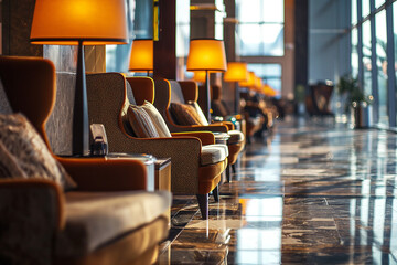 Luxurious airport lounge furniture exudes sophistication - Powered by Adobe