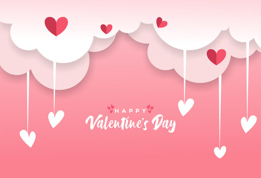 Valentine's day background with hearts and clouds. image valentine's day