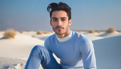 Male Model Photoshop At White Desert During Sunset