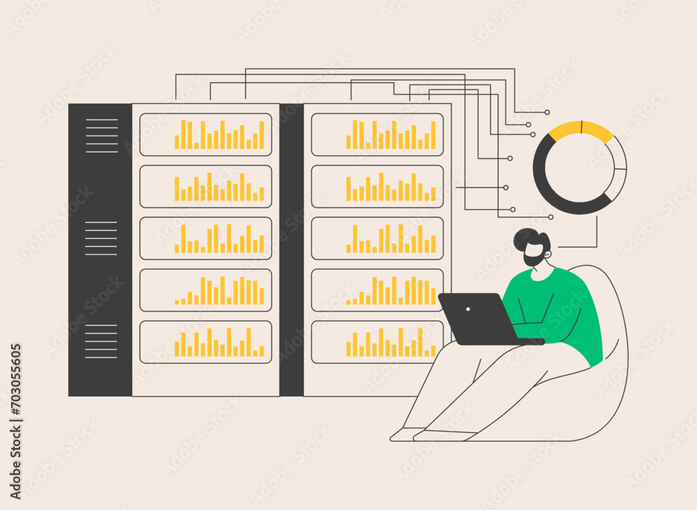 Poster big data analytics abstract concept vector illustration.